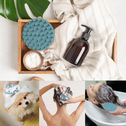 One-Piece Silicone Scalp Massager Shampoo Brush Hair Wash, Dark Green |  Soft Bristles Scrub Head Scratcher, Head Massage Stress Relax, Wet & Dry Use for Thick Thin Curly Hair Care
