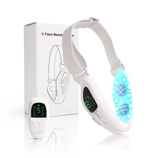 White 4 in 1 Massager for Face, Facial Sculpting Device for Double Chin, Reduces Sagging Skin, Remote Control Operation with 5 Modes, 15 Adjustable Intensities. (White)