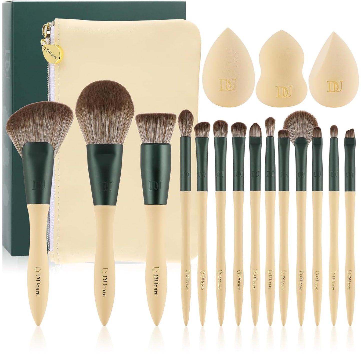 18 Makeup Brushes Set Makeup Sponges Cosmetic Bag | Powder Foundation Contour Blush Concealer Eye Shadow Blending Liner Make up Brush Kit