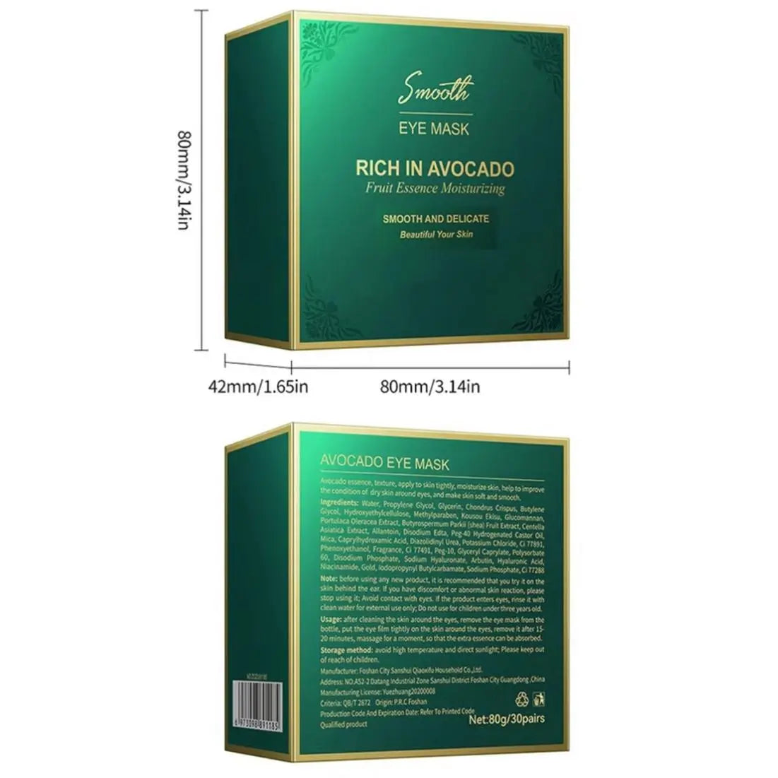 Dual Formula under Eye Mask Set, Hydrating Avocado & Nourishing Gold Hydrogel Patches for Soothing Daily Skincare Eye Care Routine Lightweight