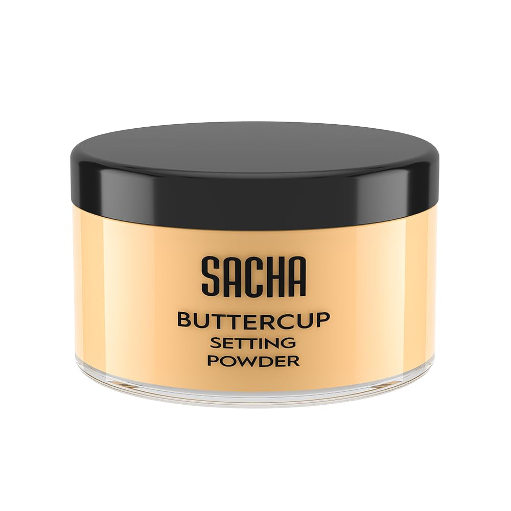 Sacha Buttercup Setting Powder – Medium to Deep Skin Tones Translucent Loose Face Powder, Flashback-Resistant, Oil Control, Long-Wear Matte Finish (1.75 Oz)