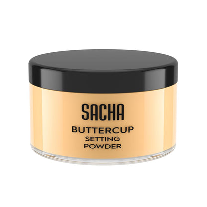 Sacha Buttercup Setting Powder – Medium to Deep Skin Tones Translucent Loose Face Powder, Flashback-Resistant, Oil Control, Long-Wear Matte Finish (1.75 Oz)