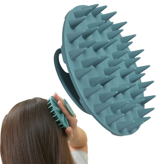 One-Piece Silicone Scalp Massager Shampoo Brush Hair Wash, Dark Green |  Soft Bristles Scrub Head Scratcher, Head Massage Stress Relax, Wet & Dry Use for Thick Thin Curly Hair Care