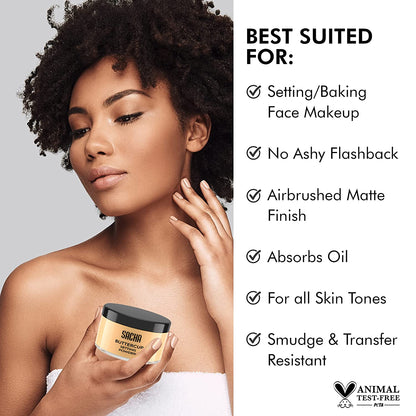 Sacha Buttercup Setting Powder – Medium to Deep Skin Tones Translucent Loose Face Powder, Flashback-Resistant, Oil Control, Long-Wear Matte Finish (1.75 Oz)