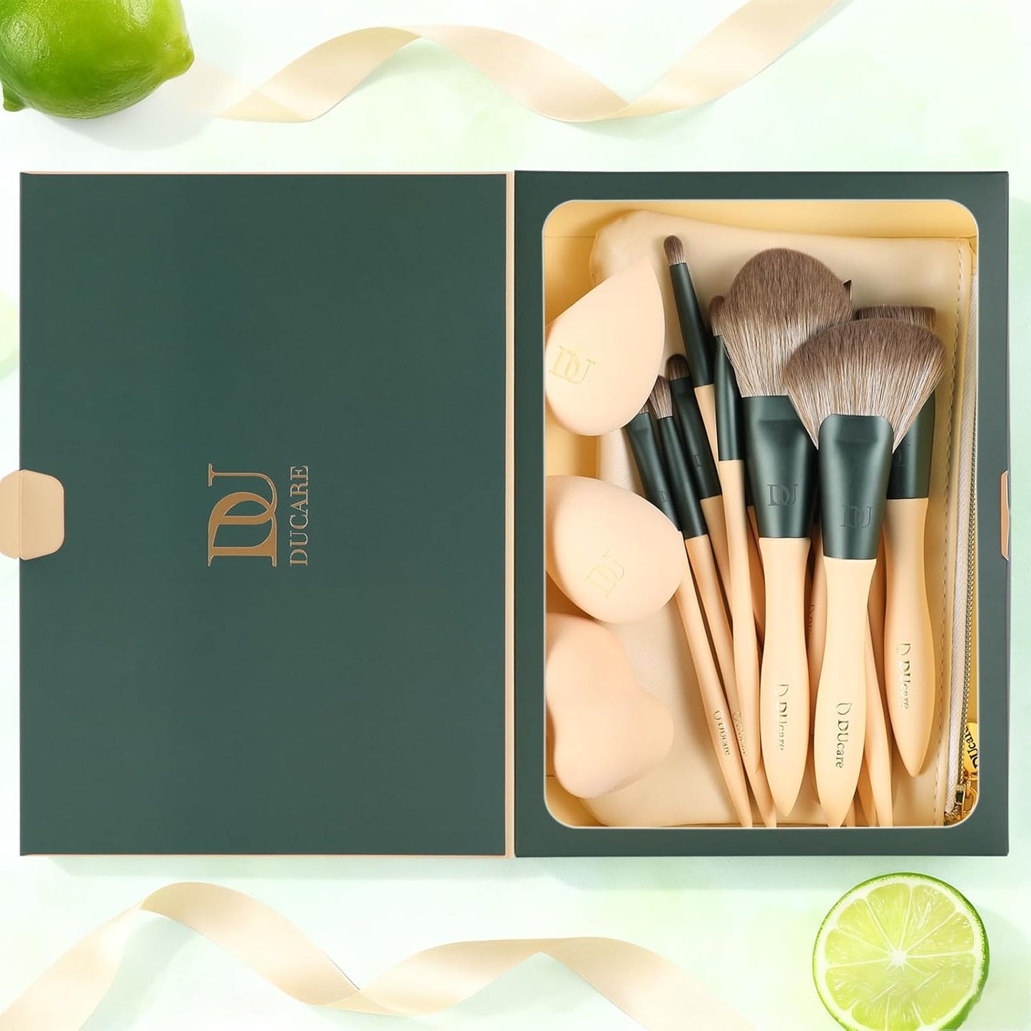 18 Makeup Brushes Set Makeup Sponges Cosmetic Bag | Powder Foundation Contour Blush Concealer Eye Shadow Blending Liner Make up Brush Kit