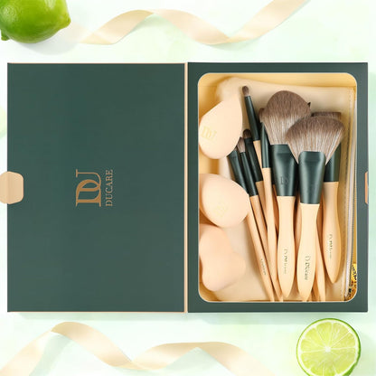 18 Makeup Brushes Set Makeup Sponges Cosmetic Bag | Powder Foundation Contour Blush Concealer Eye Shadow Blending Liner Make up Brush Kit