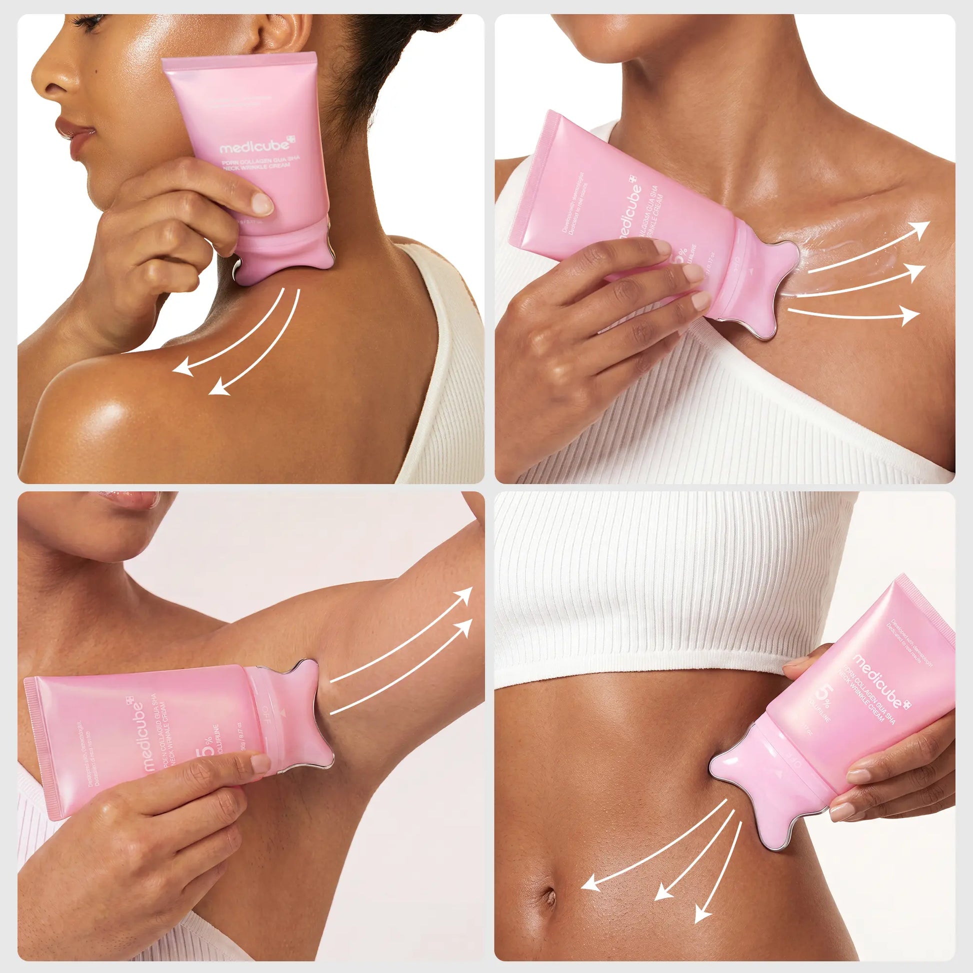 [NEW] [Medicube] PDRN Collagen Gua Sha Neck Wrinkle Cream | Built-In Gua Sha Massager with Volufiline 5% + PDRN | Firming, Contour Care for the Look of Fine Lines, Jawline, Neck, Décolleté,Underarms, Chest, Legs, Shoulder | Massage Cream | Korean Skincare